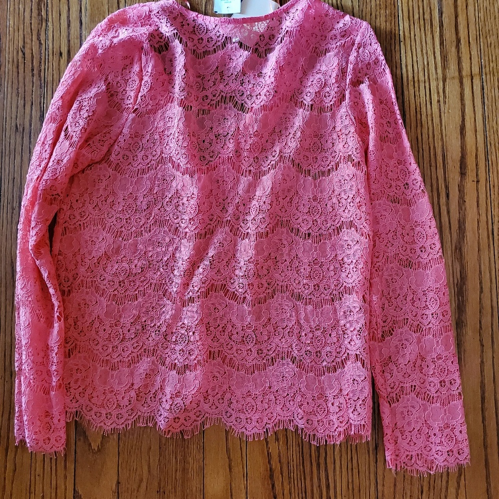 Pink lace long sleeve top - Picture 3 of 5